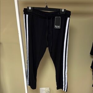 Michael Lauren white stripe black sweatpants size S new with tags